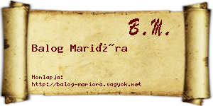 Balog Marióra névjegykártya